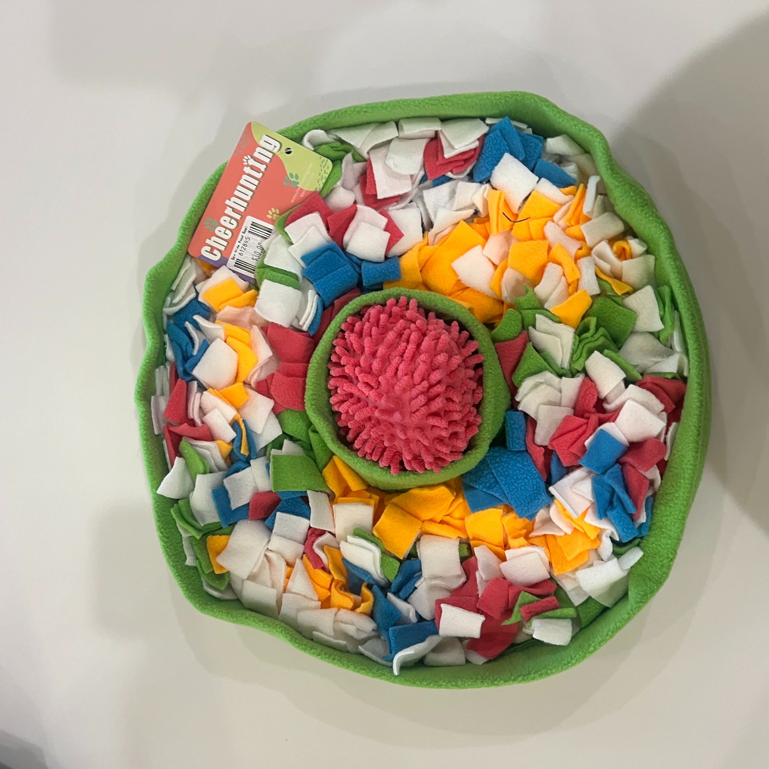 A colorful snuffle mat for dogs, perfect for mental stimulation and making mealtimes fun and enriching—one of the best gifts for dogs this holiday season